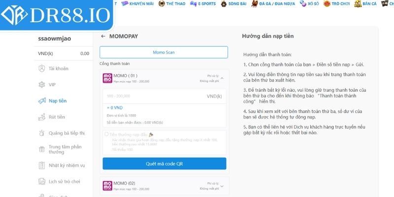 Nạp Tiền DR88 – Hướng Dẫn Giao Dịch An Toàn Xử Lý Siêu Tốc 2 Chờ hệ thống xử lý giao dịch